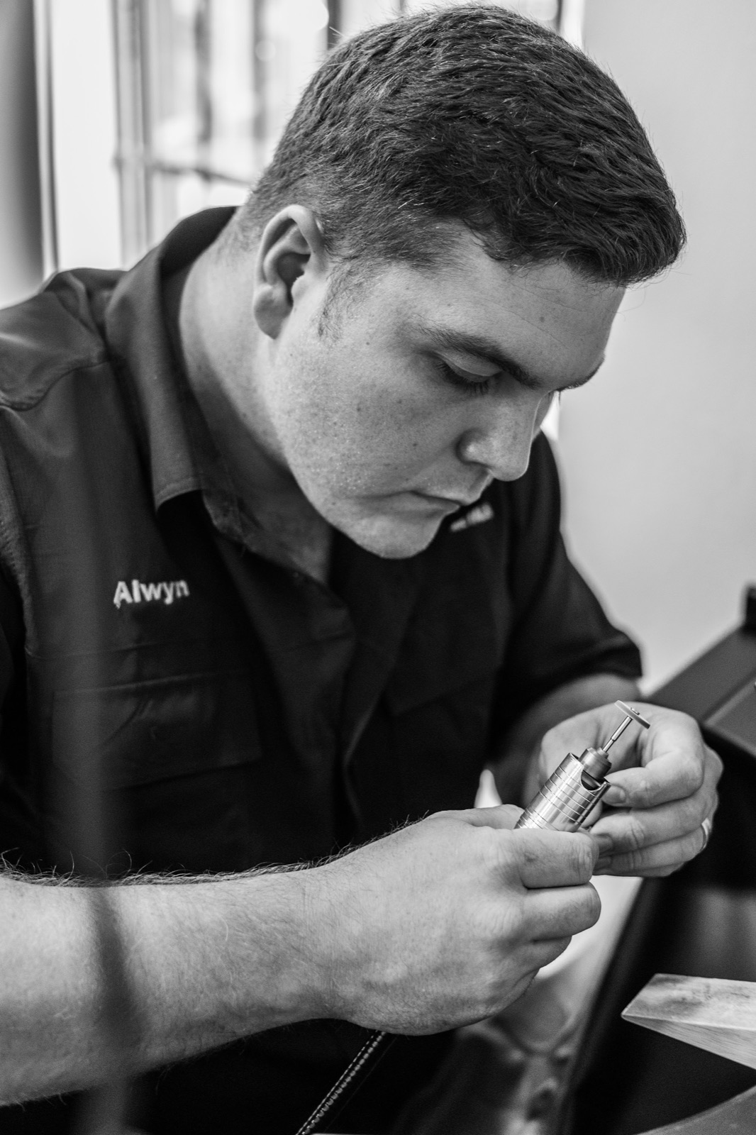 A Tri Metals specialist assessing precious metal